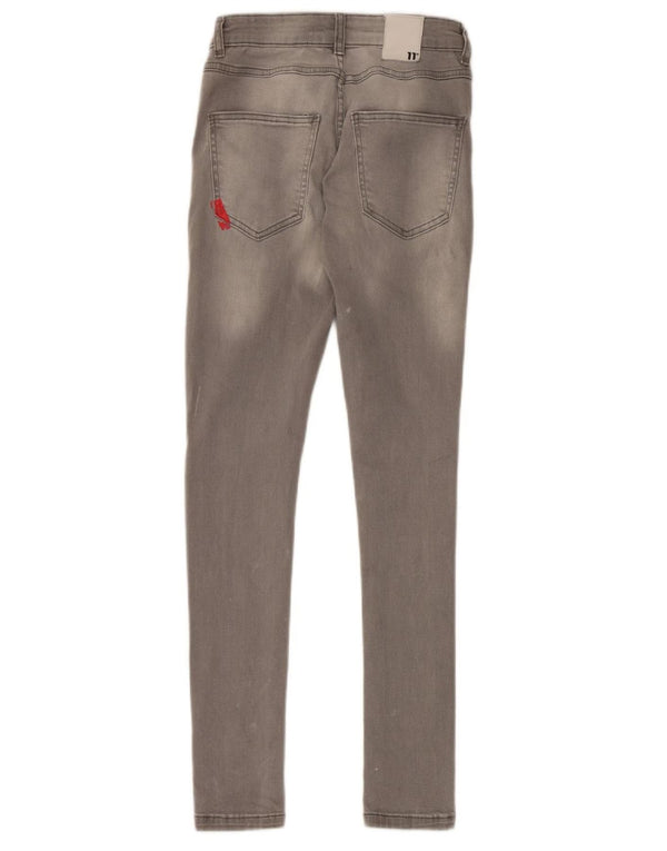 Eleven Degrees Womens Skinny Jeans W28 L30 Grey Cotton