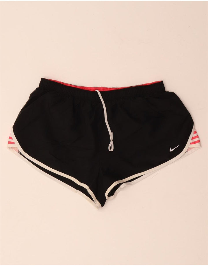 NIKE Womens Dri Fit Sport Shorts UK 12 Medium  Black Striped Polyester