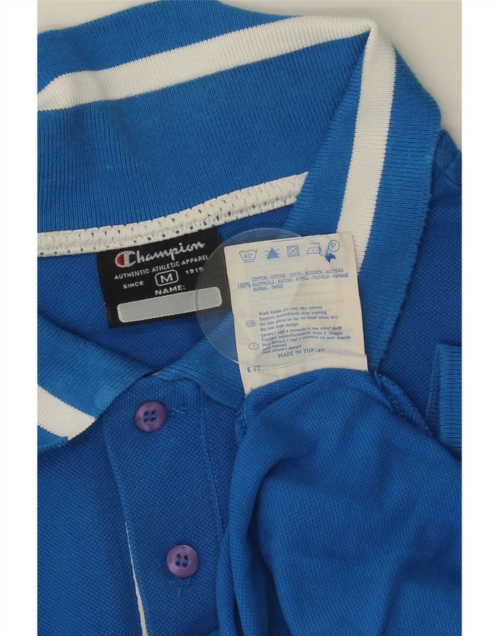 Champion Mens Polo Shirt Medium Blue Striped Cotton