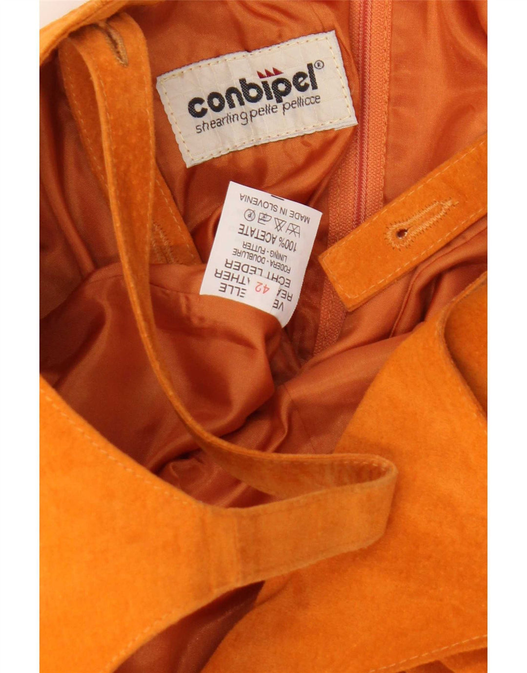 Conbipel Womens Suede Dress IT 42 Medium Orange Leather