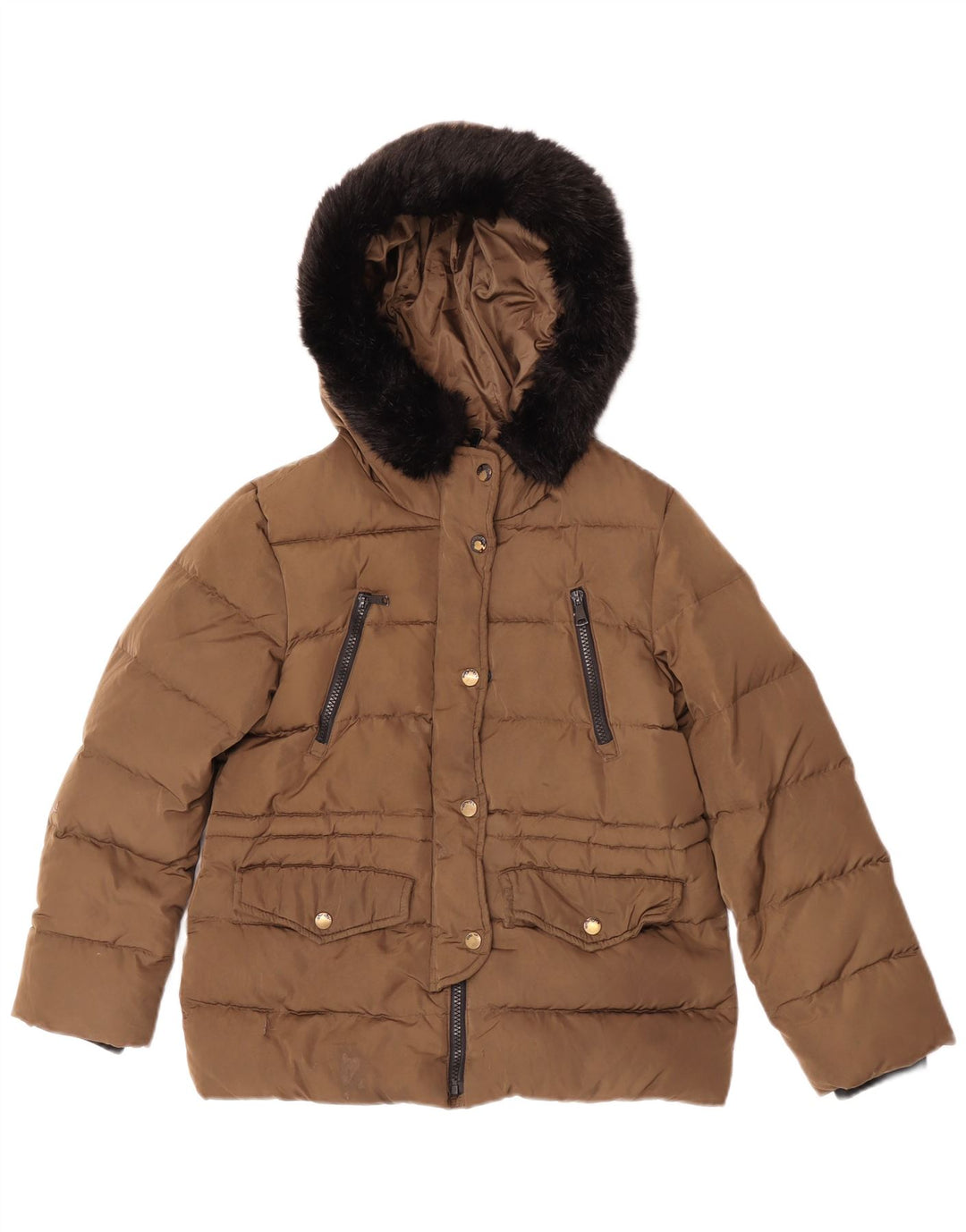 Zara Girls Hooded Padded Jacket 11-12 Years Beige