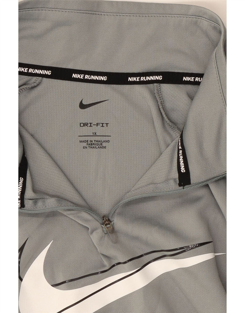 NIKE Womens Oversized Graphic Zip Neck Sweatshirt Jumper UK 18 XL Grey Vintage Nike and Second-Hand Nike from Messina Hembry 