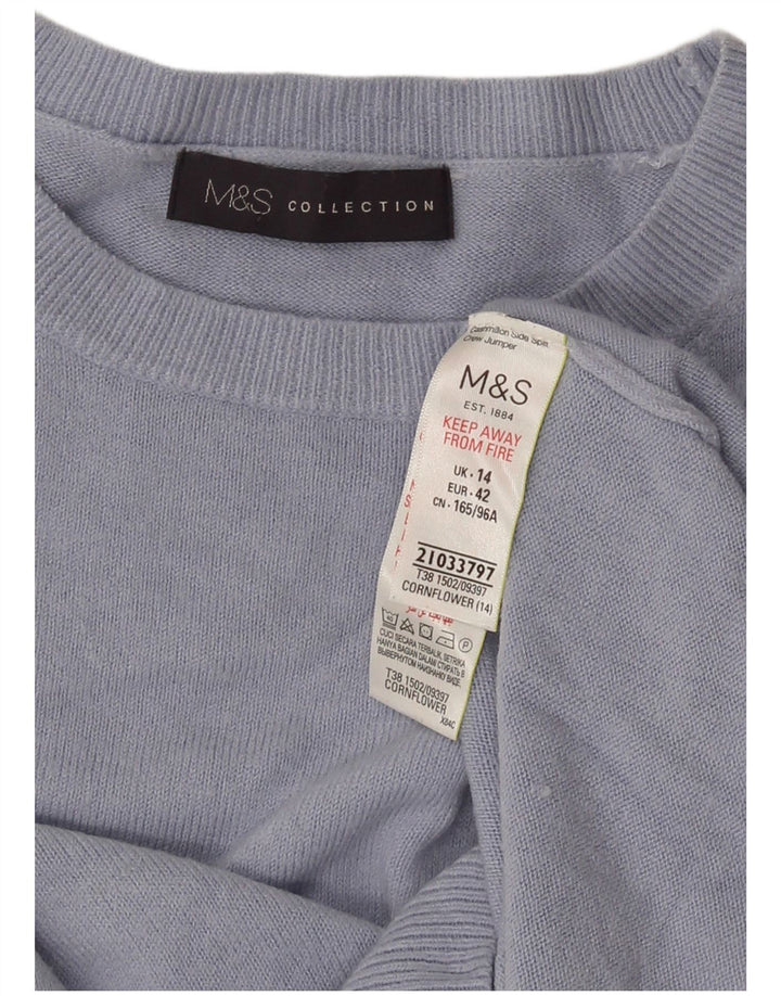 Marks & Spencer Womens Crew Neck Jumper Sweater UK 14 Medium Blue Acrylic
