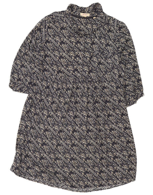Fat Face Womens 3/4 Sleeve A-Line Dress UK 14 Large Navy Blue Floral