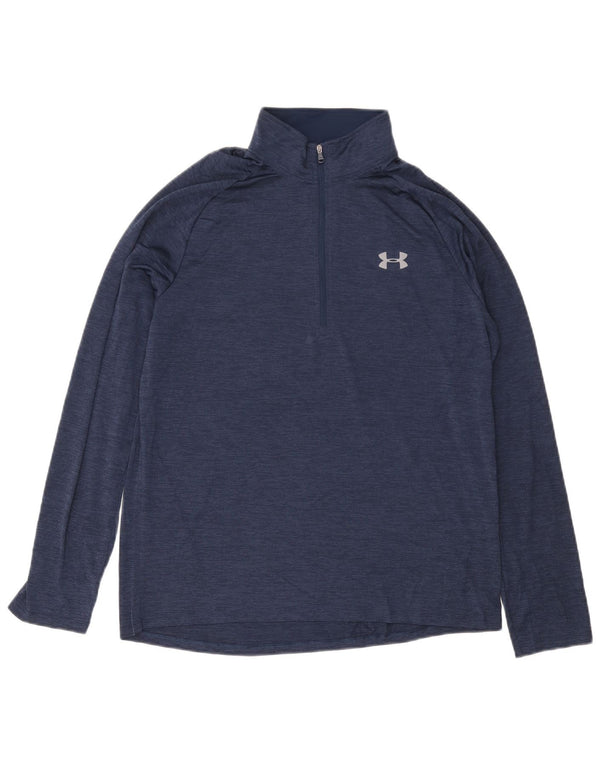 Under Armour Mens Loose Fit Zip Neck Top Long Sleeve Large Blue