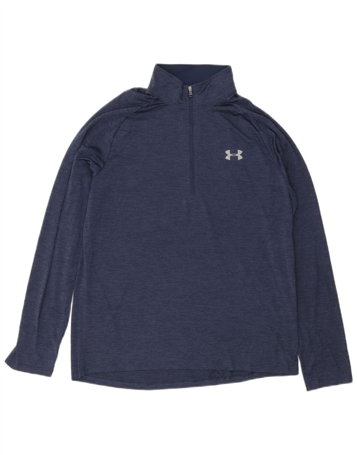 Under Armour Mens Loose Fit Zip Neck Top Long Sleeve Large Blue