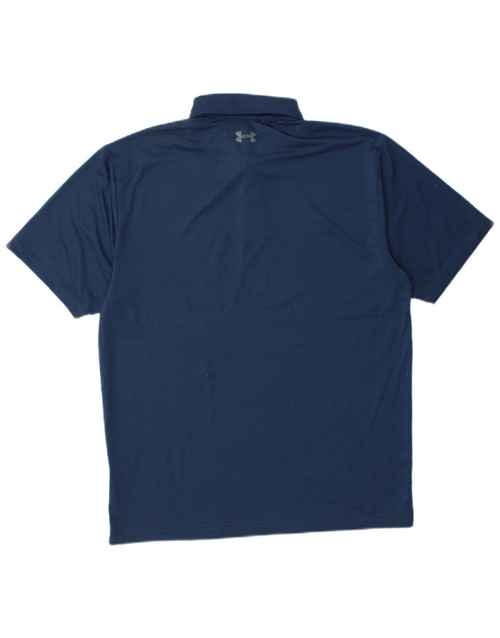 UNDER ARMOUR Mens Heat Gear Polo Shirt Medium Navy Blue Polyester