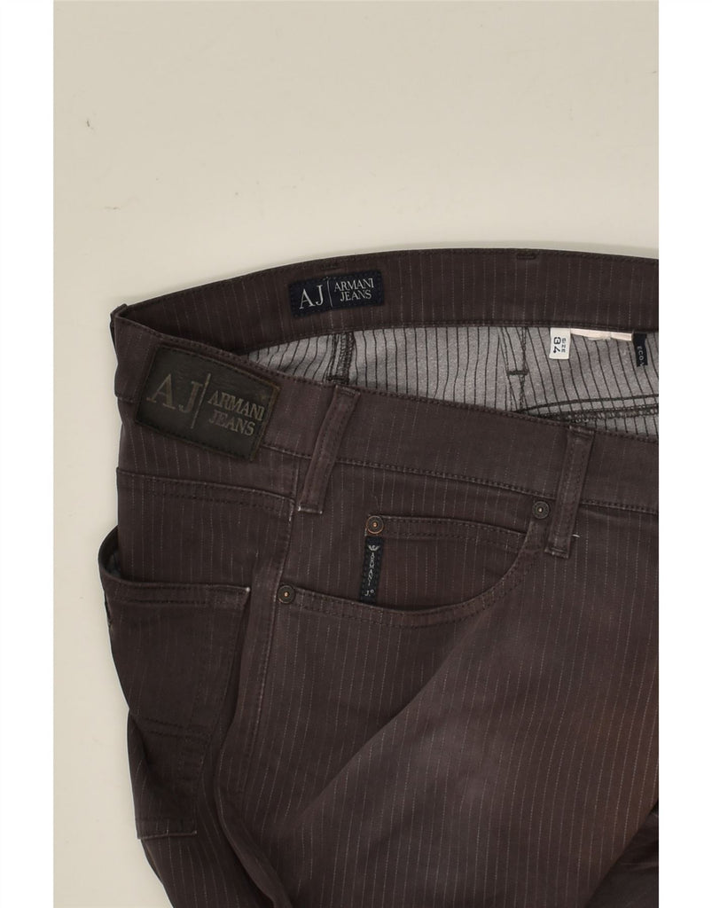 ARMANI Mens Straight Casual Trousers W34 L34 Brown Striped | Vintage Armani | Thrift | Second-Hand Armani | Used Clothing | Messina Hembry 
