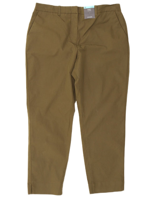 Marks & Spencer Womens Tapered Chino Trousers UK 14 Large W34 L25 Khaki