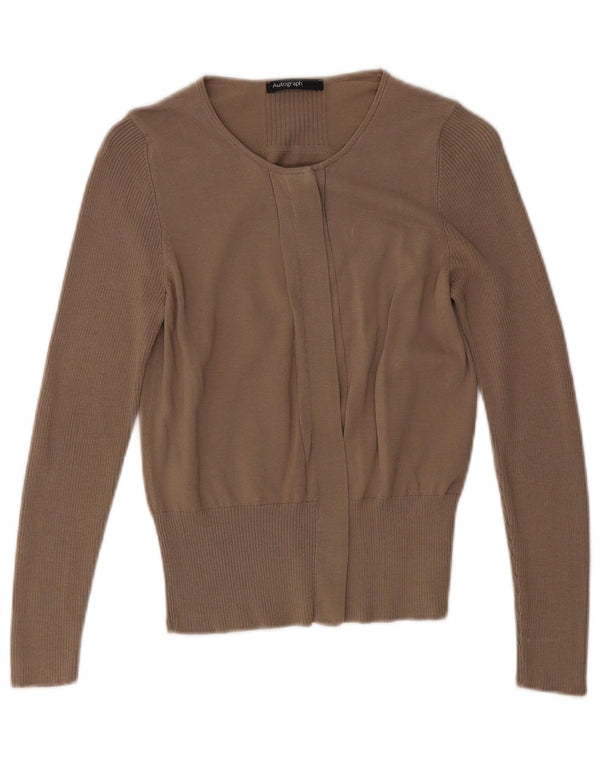 Marks & Spencer Womens Autograph Cardigan Sweater UK 8 Small Brown Cotton