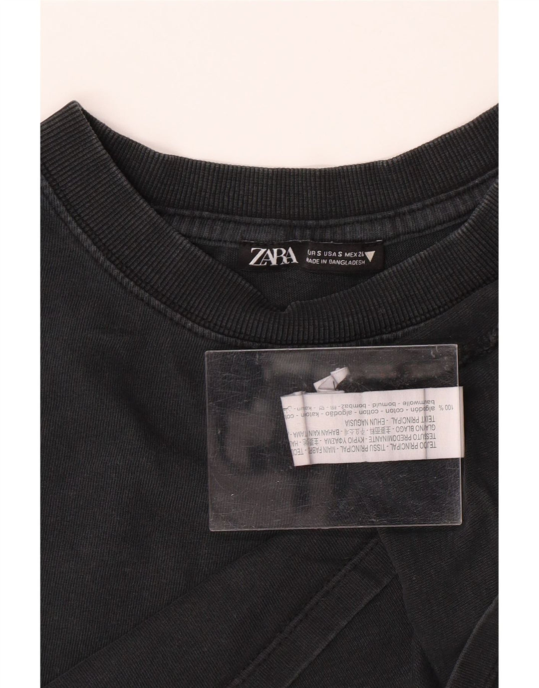 ZARA Womens Oversized Crop Sweatshirt Jumper UK 10 Small Black Cotton Vintage Zara and Second-Hand Zara from Messina Hembry 