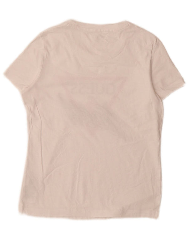 Guess Womens Slim Fit Graphic T-Shirt Top UK 6 XS White Cotton