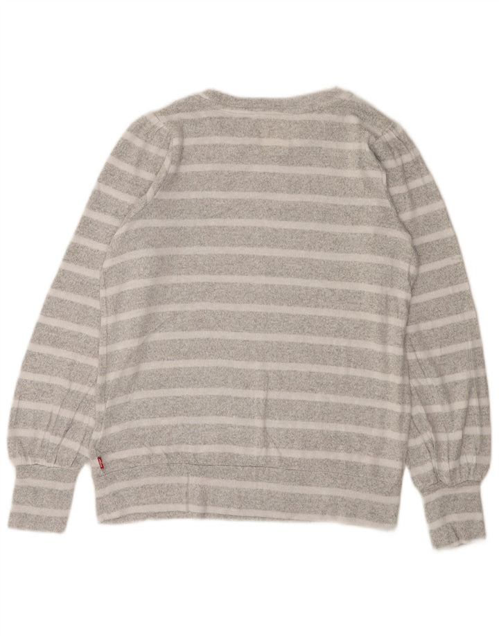 Levi's Girls Sweatshirt Jumper 13-14 Years Grey Striped Viscose