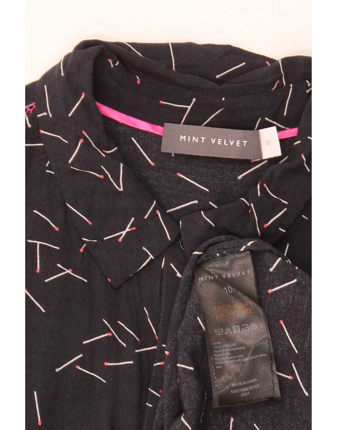 MINT VELVET Womens Abstract Pattern Oversized Shirt UK 10 Small Navy Blue