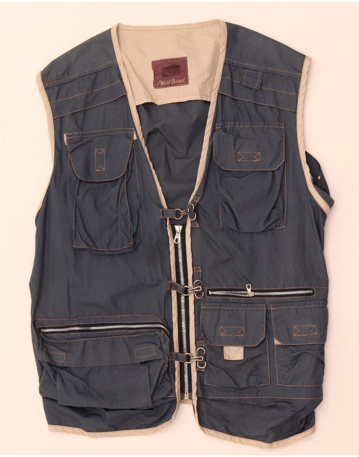 Vintage Mens Utility Gilet UK 36 Small Navy Blue