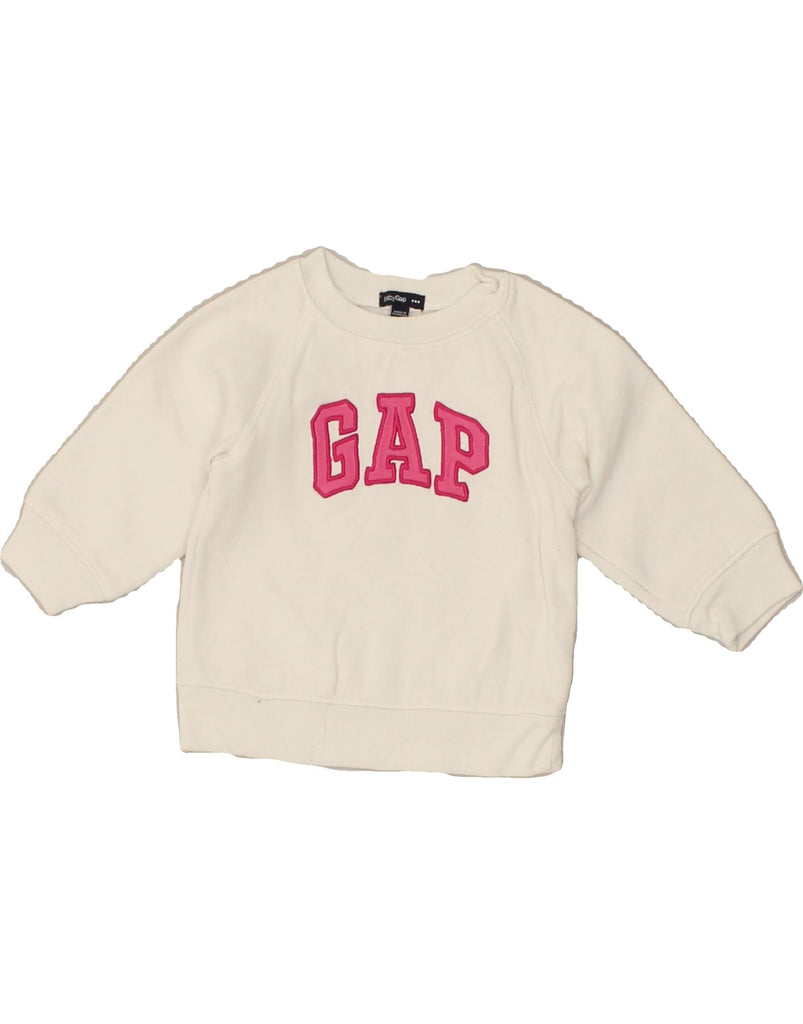 GAP Baby Girls Graphic Sweatshirt Jumper 12-18 Months White Cotton | Vintage Gap | Thrift | Second-Hand Gap | Used Clothing | Messina Hembry 