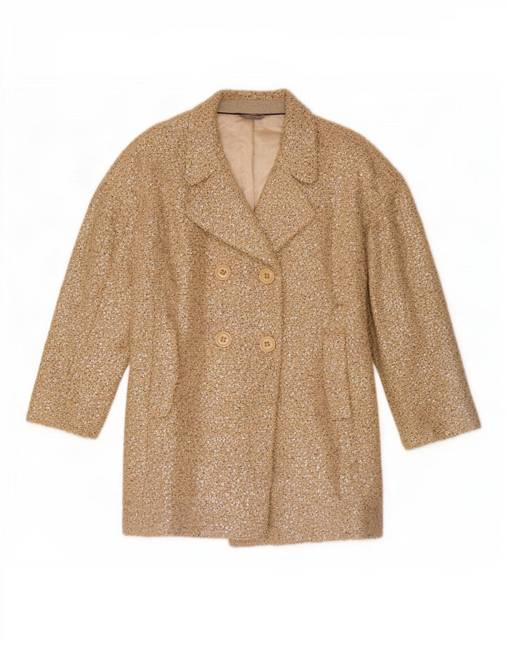 Marks & Spencer Womens Sequin Double Breasted Coat UK 8 Small Beige