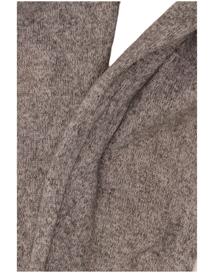 L.L.Bean Mens Button Neck Jumper Sweater Medium Grey Flecked Polyester