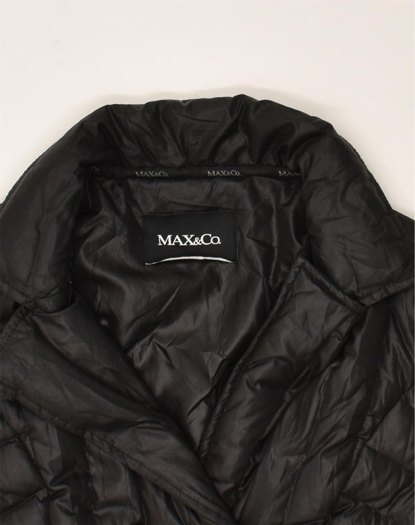 MAX&CO. Womens Double Breasted Padded Coat UK 14 Large  Black Polyester | Vintage Max&Co. | Thrift | Second-Hand Max&Co. | Used Clothing | Messina Hembry 