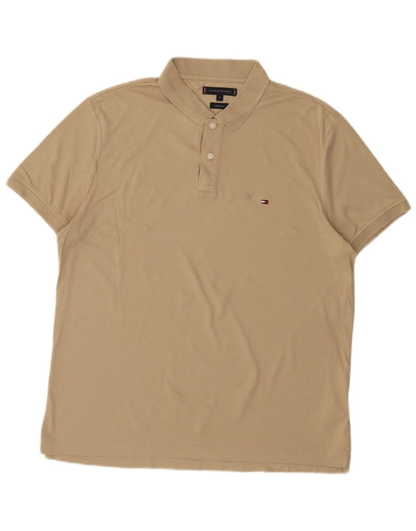 Tommy Hilfiger Mens Regular Fit Polo Shirt XL Beige Cotton