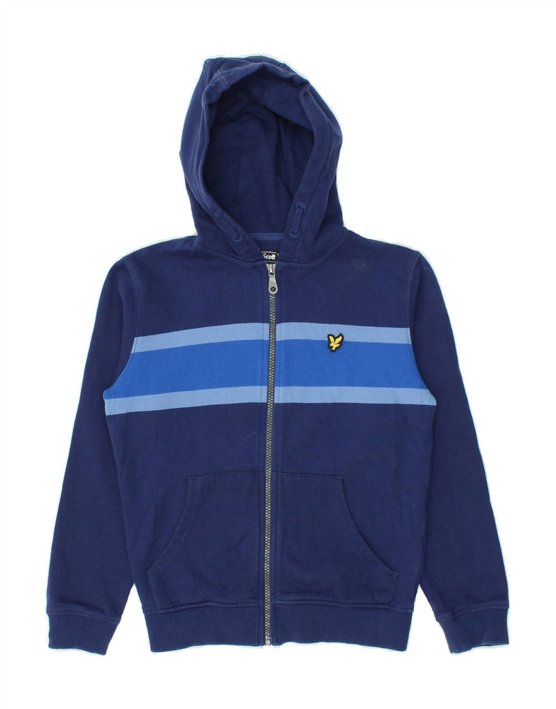 LYLE & SCOTT Boys Zip Hoodie Sweater 10-11 Years Navy Blue Colourblock | Vintage Lyle & Scott | Thrift | Second-Hand Lyle & Scott | Used Clothing | Messina Hembry 