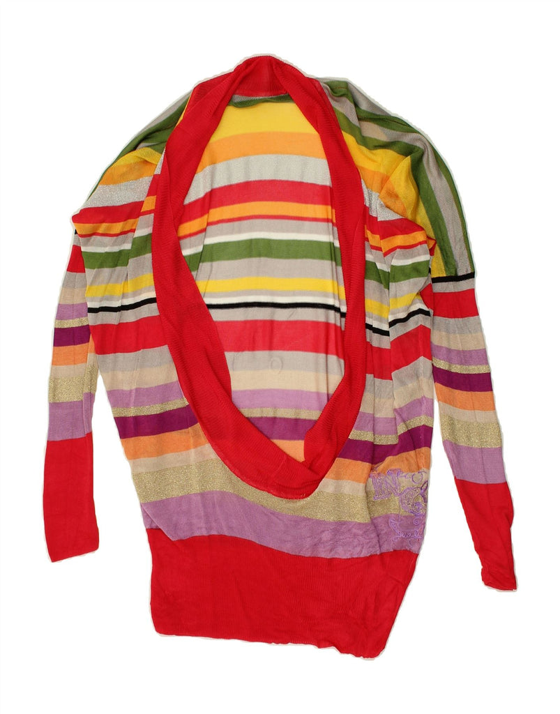 DESIGUAL Womens V-Neck Jumper Sweater UK 10 Small Multicoloured Striped | Vintage Desigual | Thrift | Second-Hand Desigual | Used Clothing | Messina Hembry 