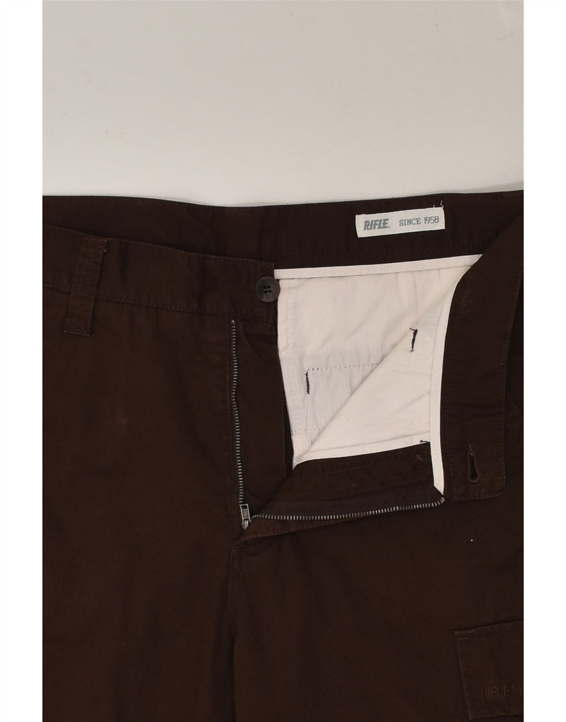 RIFLE Mens Straight Cargo Trousers W34 L30 Brown Cotton | Vintage Rifle | Thrift | Second-Hand Rifle | Used Clothing | Messina Hembry 