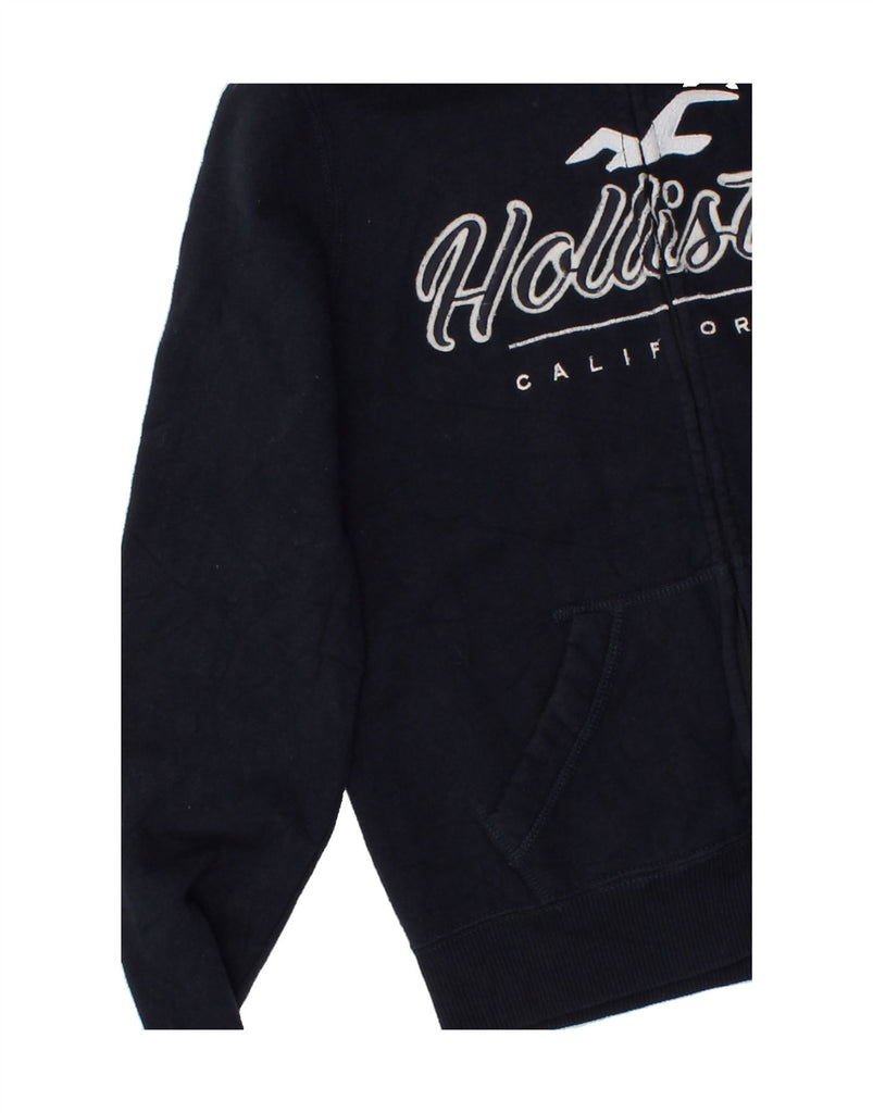 HOLLISTER Womens Graphic Zip Hoodie Sweater UK 6 XS Navy Blue Cotton | Vintage Hollister | Thrift | Second-Hand Hollister | Used Clothing | Messina Hembry 