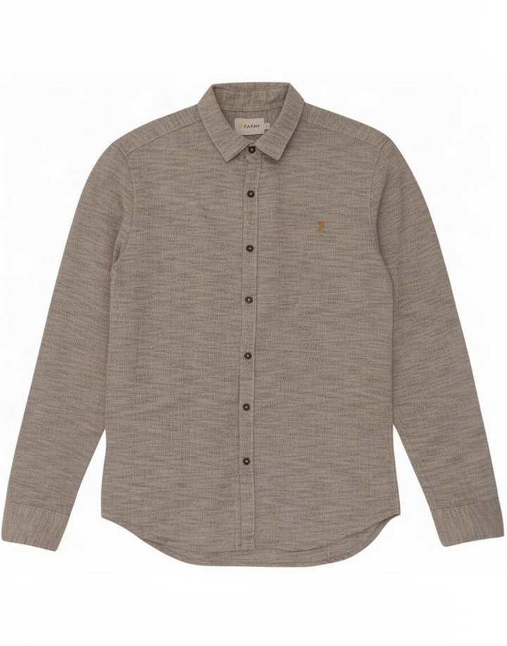 Farah Mens Shirt Medium Grey Flecked Cotton