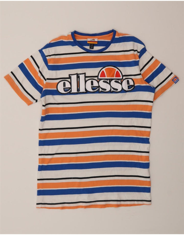 Ellesse Mens Graphic T-Shirt Top Small Multicoloured Striped Cotton