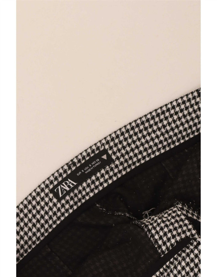 Zara Womens Chino Shorts Small W26  Black Houndstooth