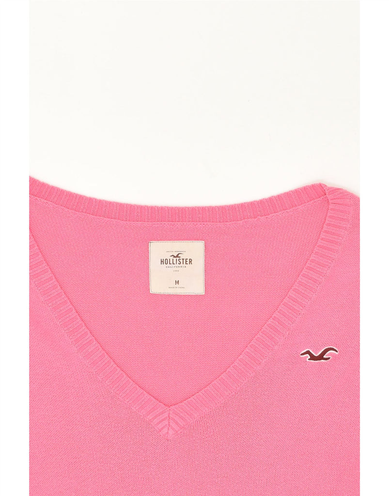 HOLLISTER Womens V-Neck Jumper Sweater UK 14 Medium Pink Cotton | Vintage Hollister | Thrift | Second-Hand Hollister | Used Clothing | Messina Hembry 