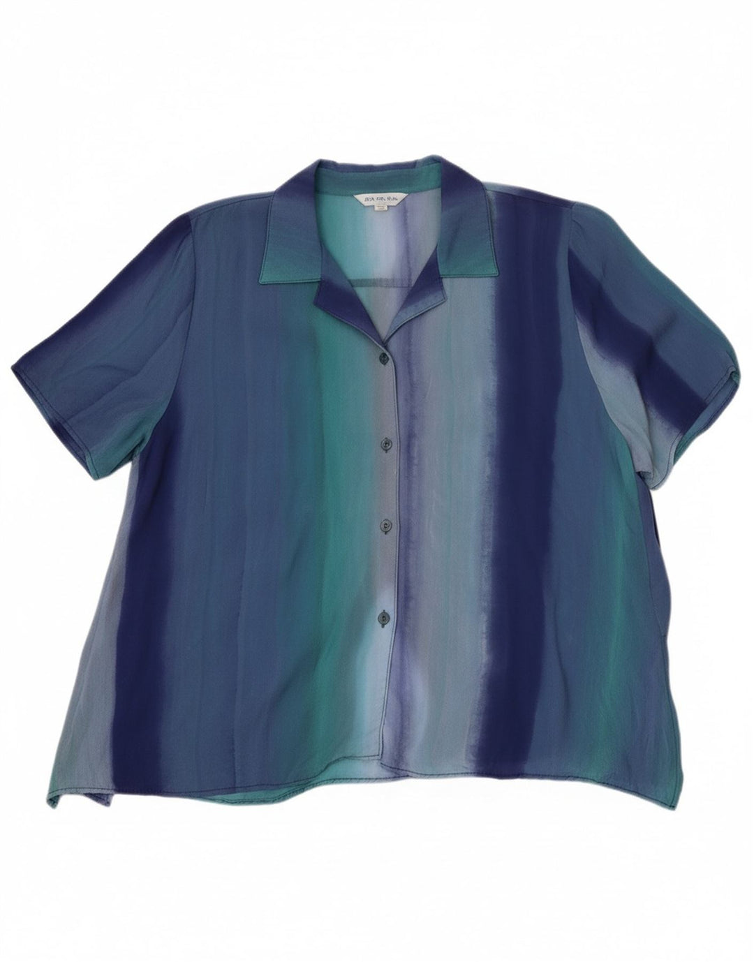 VINTAGE Womens See Through Shirt Blouse UK 12 Medium Blue Striped