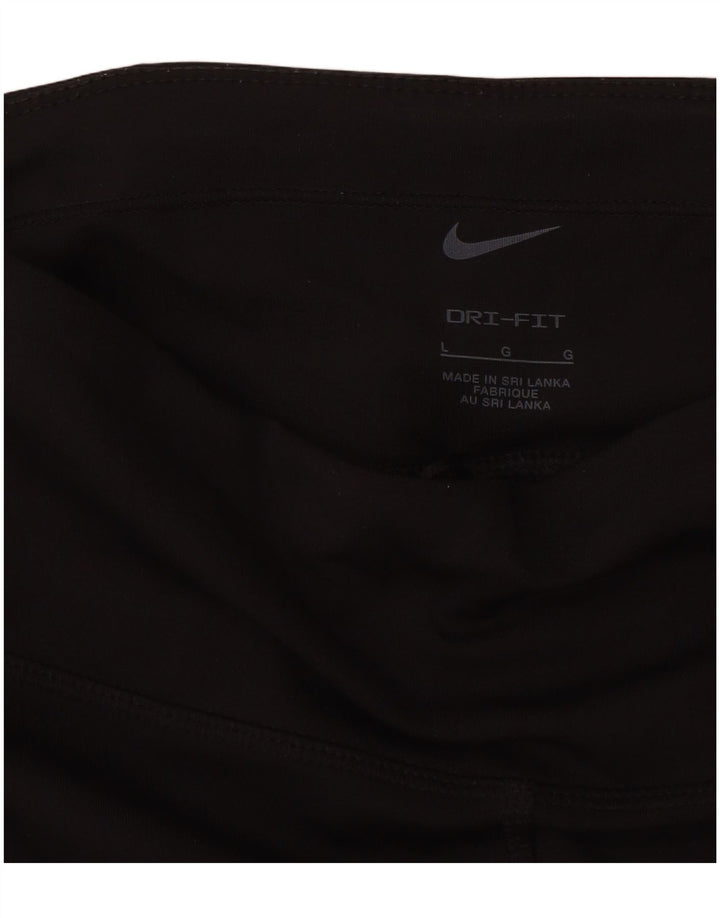 NIKE Womens Dri Fit Capri Leggings UK 14 Large Black Polyester