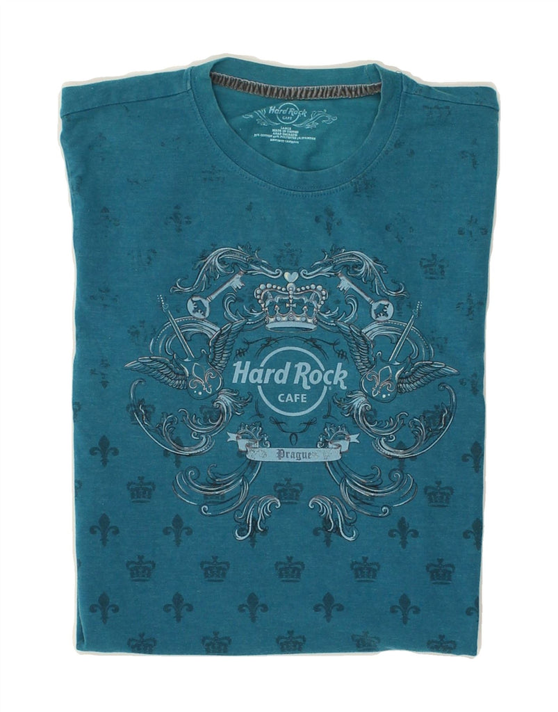 HARD ROCK CAFE Womens Prague Graphic T-Shirt Top UK 14 Large Blue Cotton | Vintage Hard Rock Cafe | Thrift | Second-Hand Hard Rock Cafe | Used Clothing | Messina Hembry 