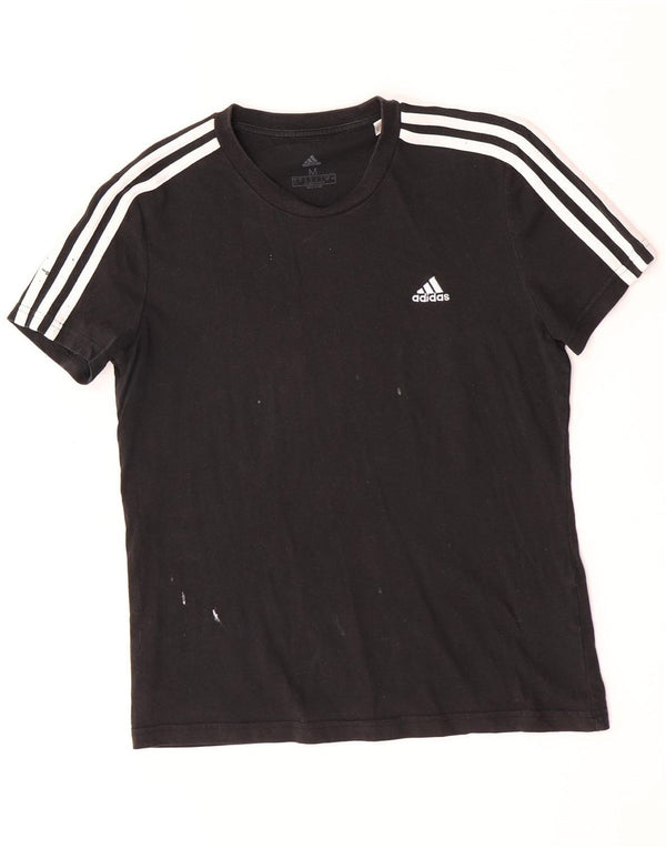 Adidas Womens T-Shirt Top UK 12/14 Medium Black Cotton