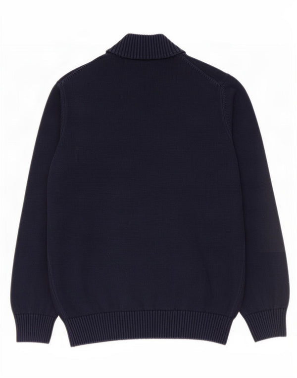 Gant Mens Zip Neck Jumper Sweater XL Navy Blue Cotton