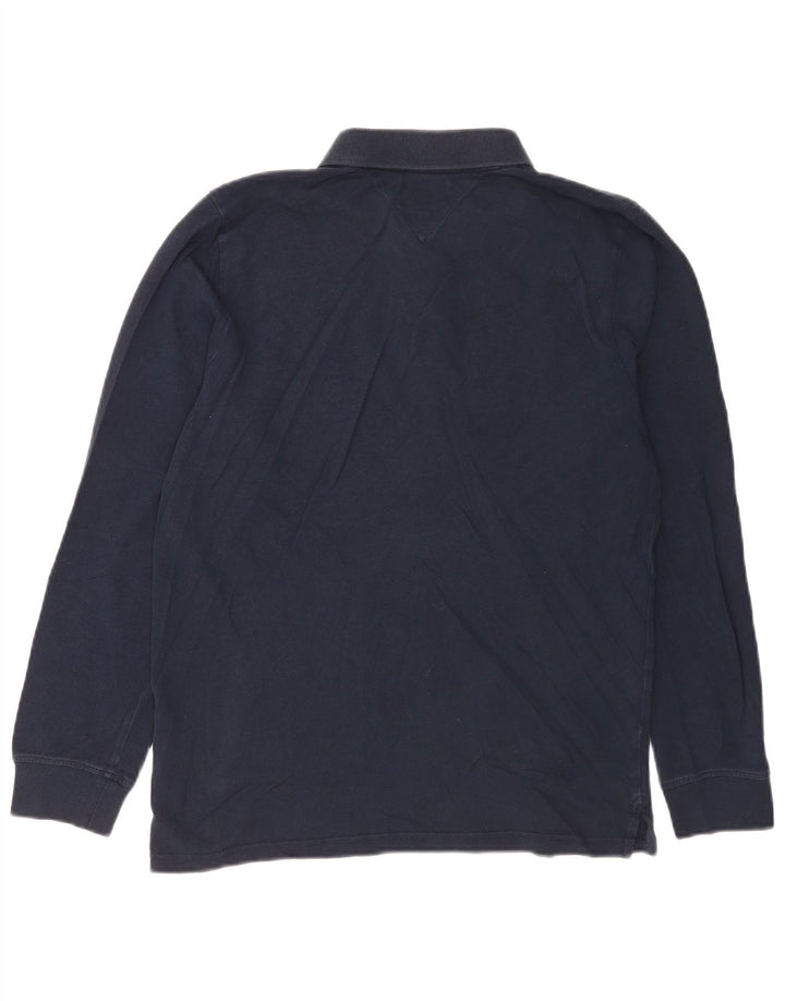 Tommy Hilfiger Mens Long Sleeve Polo Shirt Medium Navy Blue Cotton