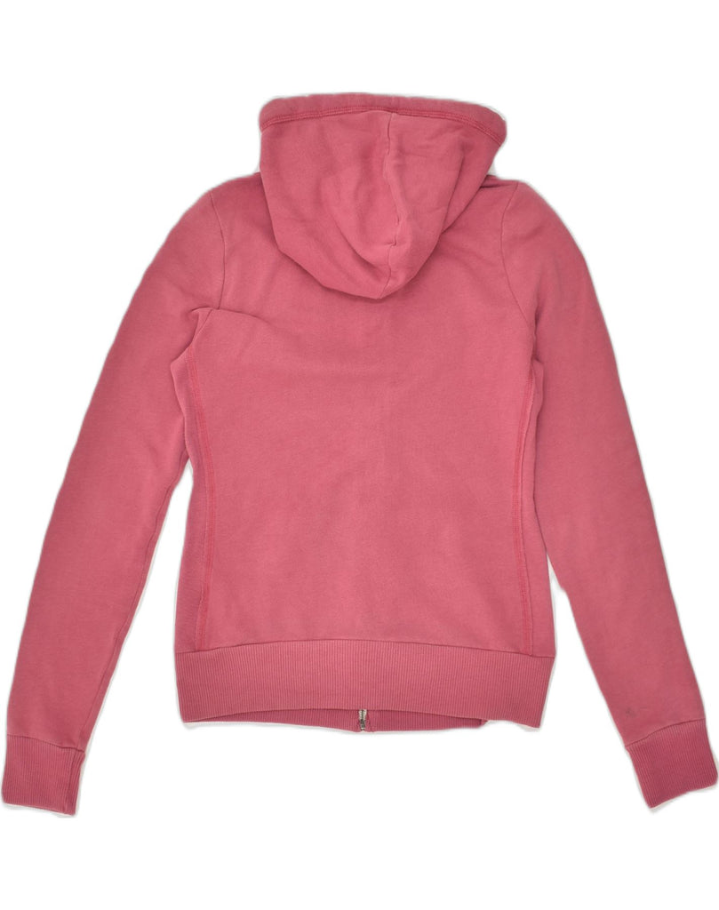 ABERCROMBIE & FITCH Womens Graphic Zip Hoodie Sweater UK 14 Medium Pink | Vintage Abercrombie & Fitch | Thrift | Second-Hand Abercrombie & Fitch | Used Clothing | Messina Hembry 