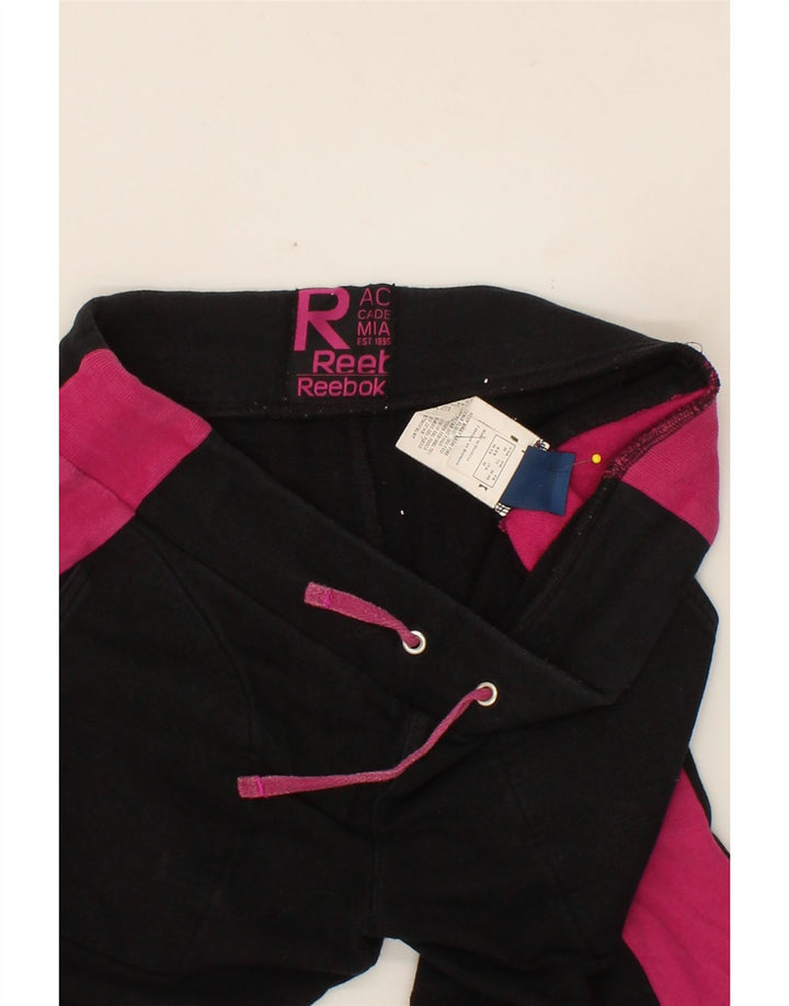 REEBOK Womens Tracksuit Trousers Joggers UK 12 Medium Black Colourblock Vintage Reebok and Second-Hand Reebok from Messina Hembry 