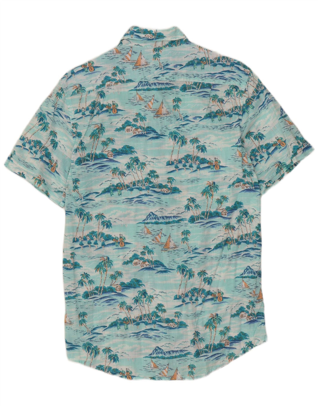 Izod Mens Relaxed Classics Shirt Small Turquoise Floral Hawaiian