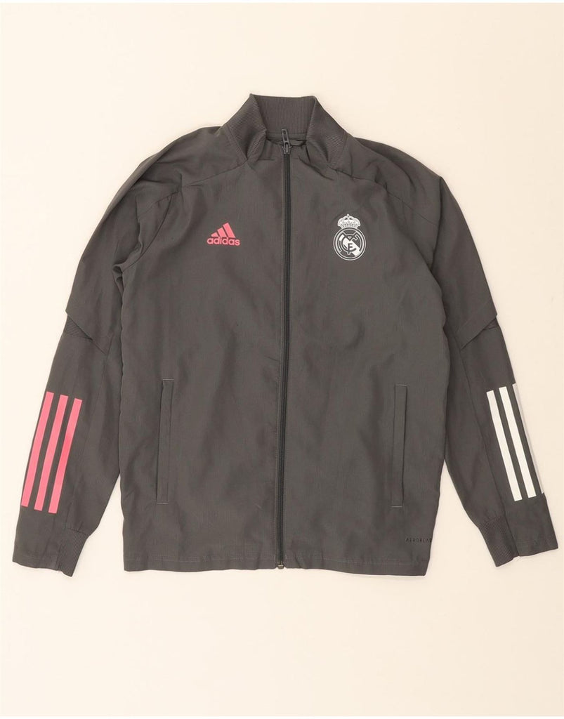 ADIDAS Boys Real Madrid Tracksuit Top Jacket 9-10 Years Grey Polyester Vintage Adidas and Second-Hand Adidas from Messina Hembry 