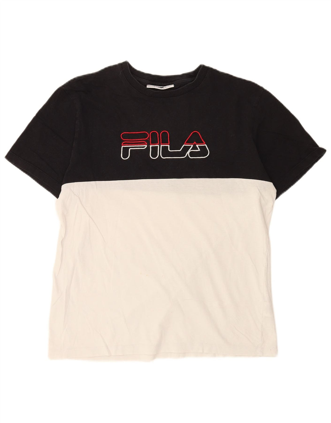 Fila Mens Graphic T-Shirt Top Medium Black Colourblock Cotton