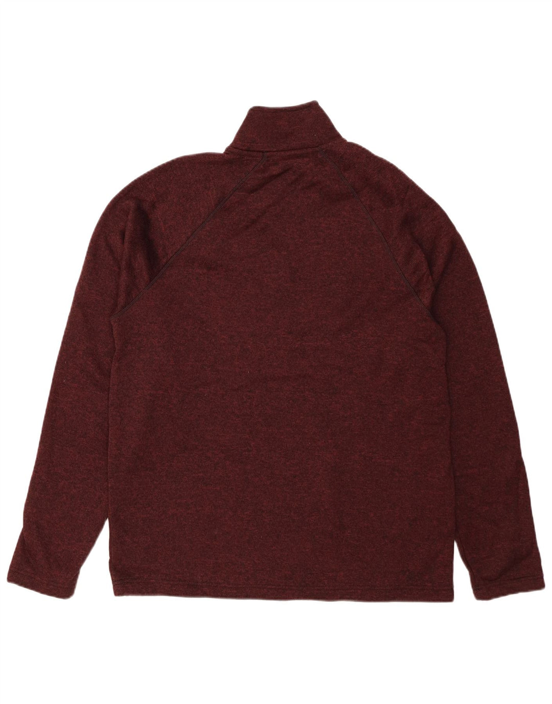 EDDIE BAUER Mens Zip Neck Sweatshirt Jumper Large Burgundy Flecked