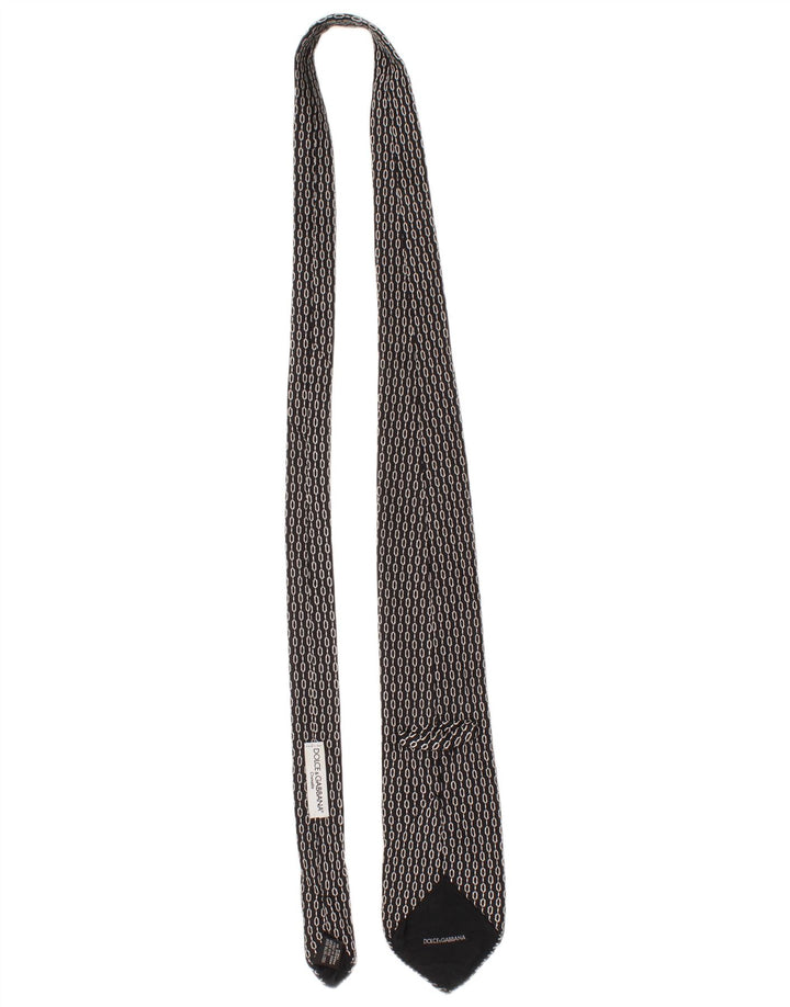 Dolce & Gabbana Mens Tie One Size Black Geometric Silk Classic