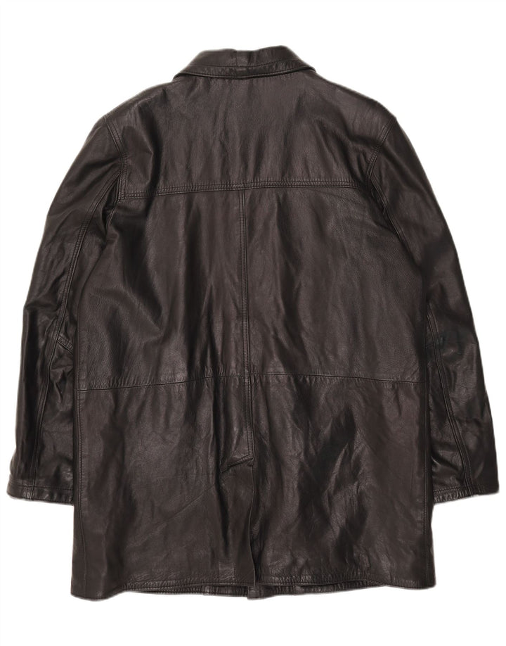 Vintage Mens Oversized Leather Jacket UK 40 Large Black Leather