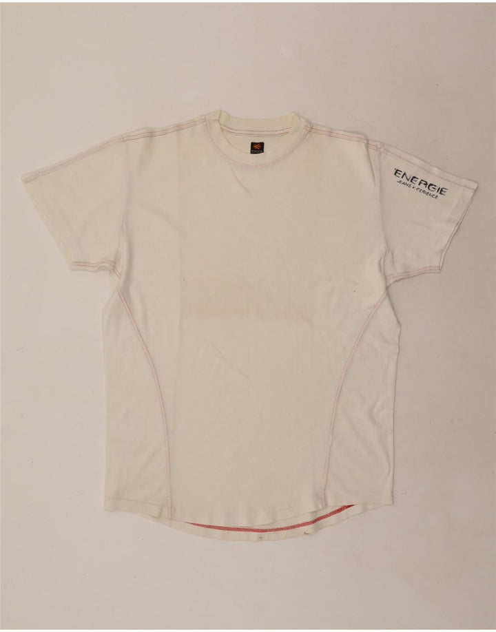 Energie Mens Graphic T-Shirt Top Medium White Cotton