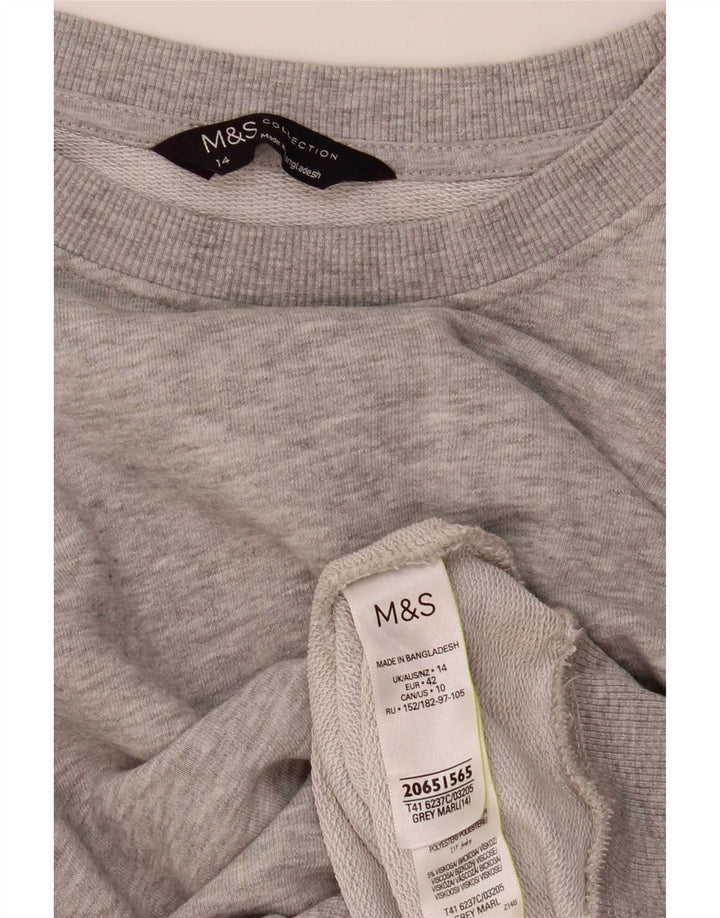 Marks & Spencer Womens Sweatshirt Jumper UK 14 Large Grey Cotton