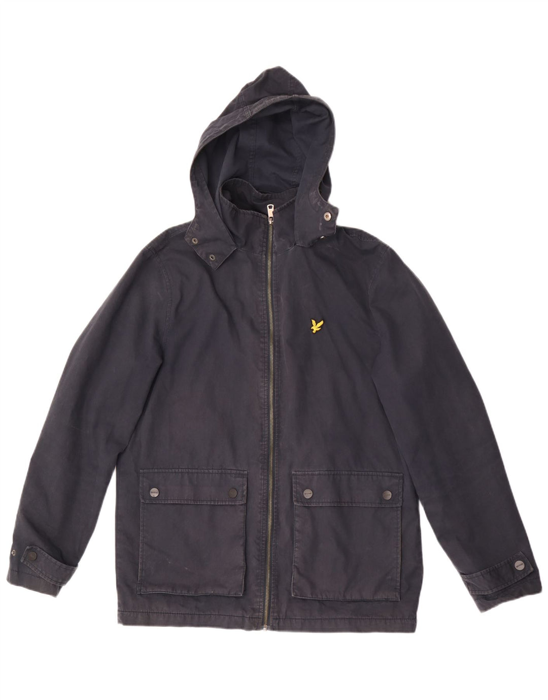 LYLE & SCOTT Mens Hooded Windbreaker Jacket UK 38 Medium Navy Blue Cotton