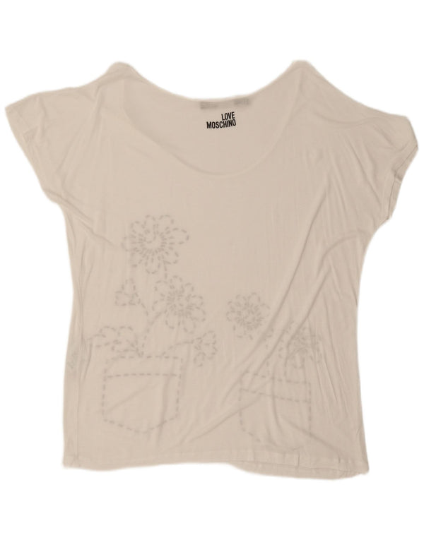 Moschino Womens Graphic T-Shirt Top UK 16 Large White Viscose